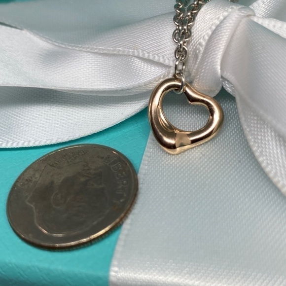 Authentic Tiffany & Co.'s Peretti 18K Rose Gold  & 925 Open Heart Bracelet 7” - Picture 8 of 9